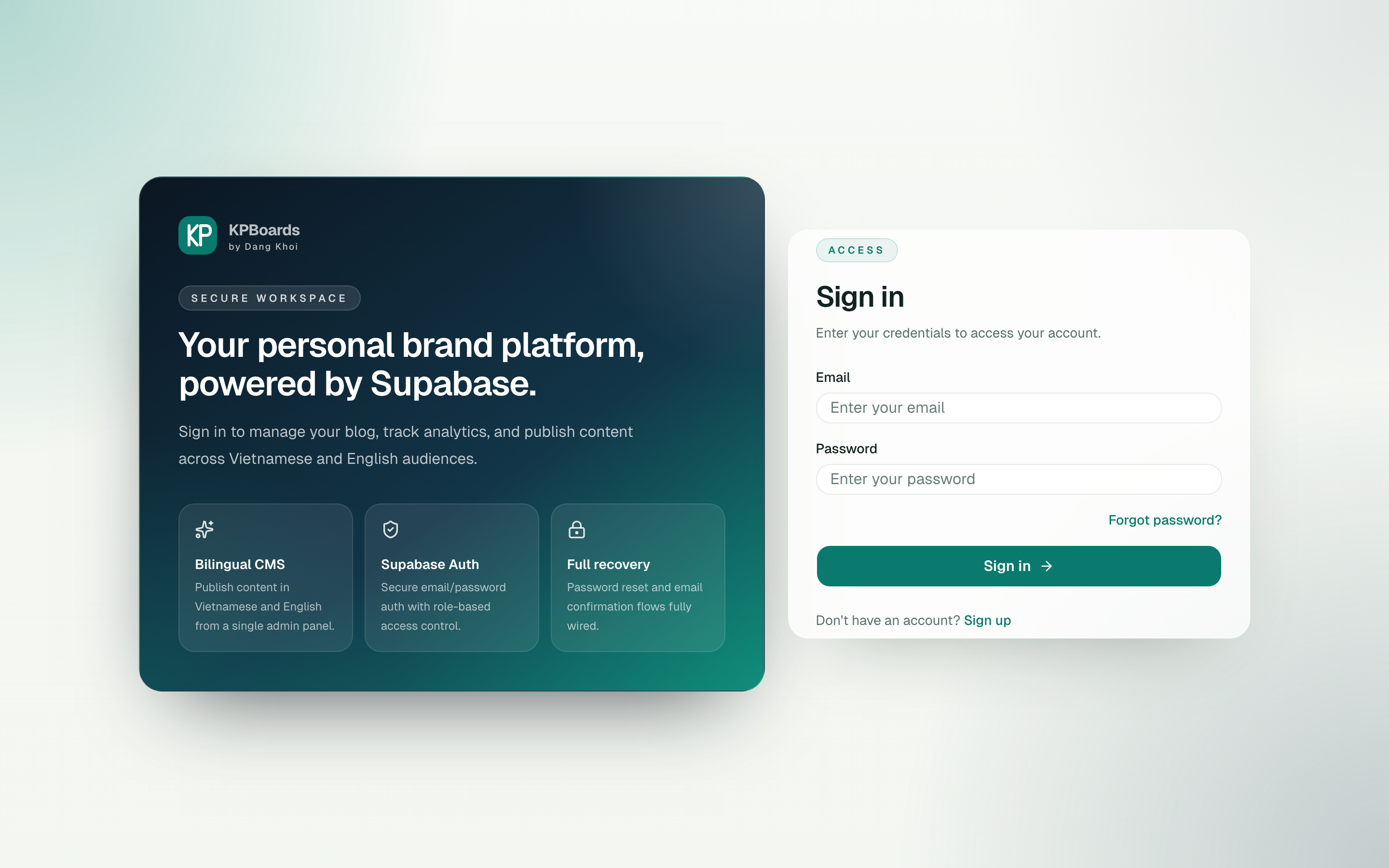 FinanceAI login page with email + password and OAuth options